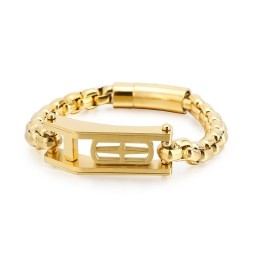 Pulseira Masculina De Titânio Com Cruz Oca E Quadrada De Rock Hip-Hop