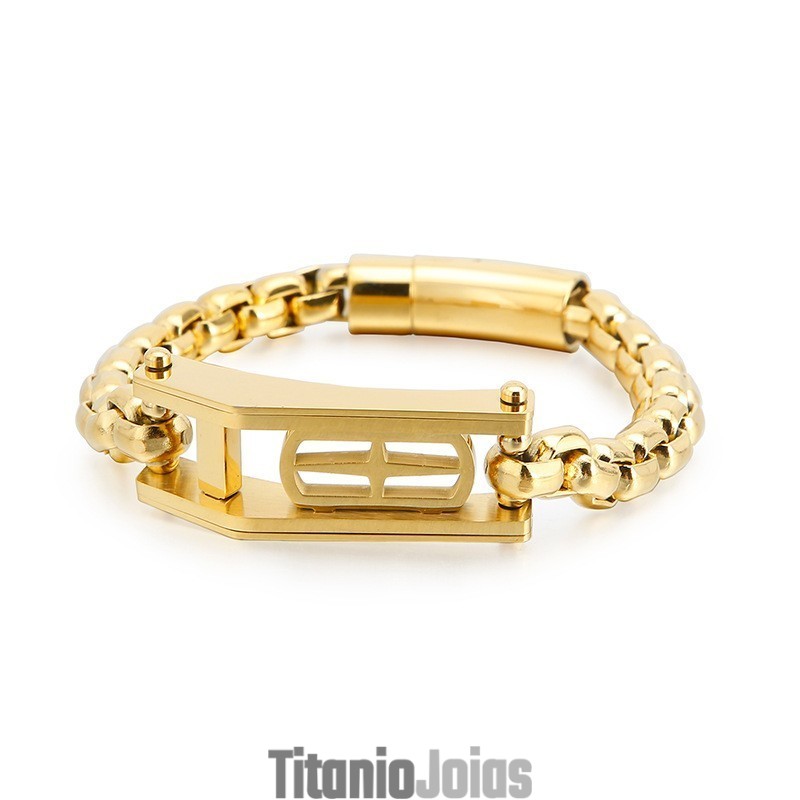 Pulseira Masculina De Titânio Com Cruz Oca E Quadrada De Rock Hip-Hop Pulseira Masculina De Titânio Com Cruz Oca E Quadrada De Rock Hip-Hop