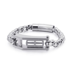 Pulseira Masculina De Titânio Com Cruz Oca E Quadrada De Rock Hip-Hop
