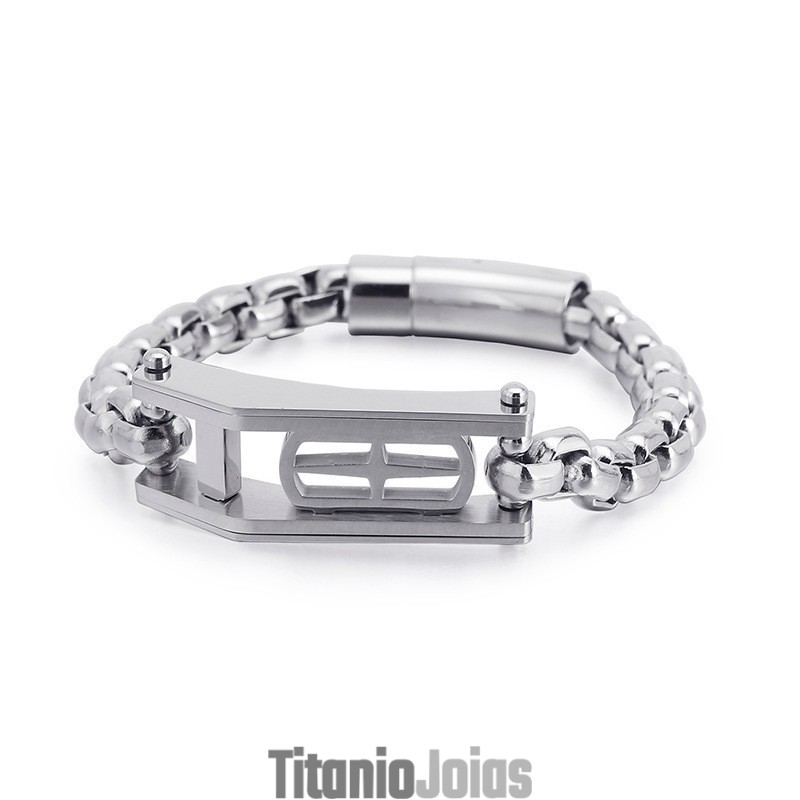 Pulseira Masculina De Titânio Com Cruz Oca E Quadrada De Rock Hip-Hop Pulseira Masculina De Titânio Com Cruz Oca E Quadrada De Rock Hip-Hop