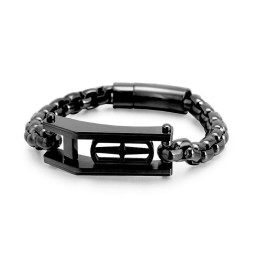 Pulseira Masculina De Titânio Com Cruz Oca E Quadrada De Rock Hip-Hop