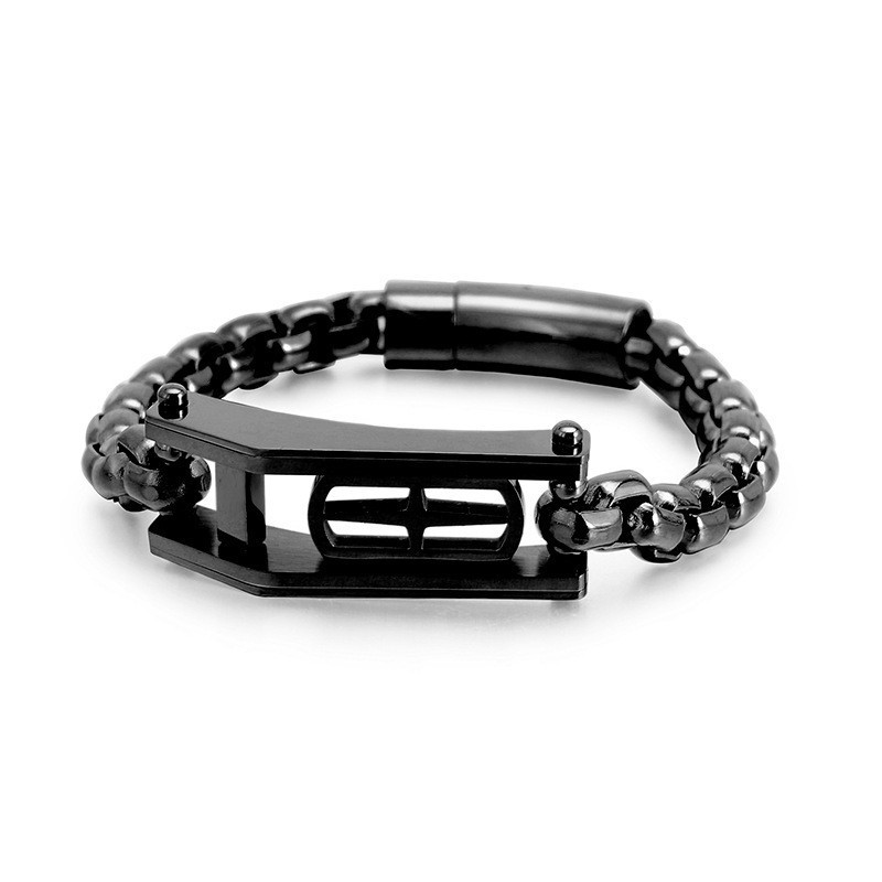 Pulseira Masculina De Titânio Com Cruz Oca E Quadrada De Rock Hip-Hop Pulseira Masculina De Titânio Com Cruz Oca E Quadrada De Rock Hip-Hop