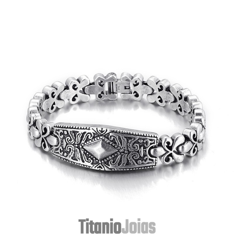Pulseira De Titânio Em Formato De Diamante Da Marca Fashion Flower Bay Para Homens Pulseira De Titânio Em Formato De Diamante Da Marca Fashion Flower Bay Para Homens