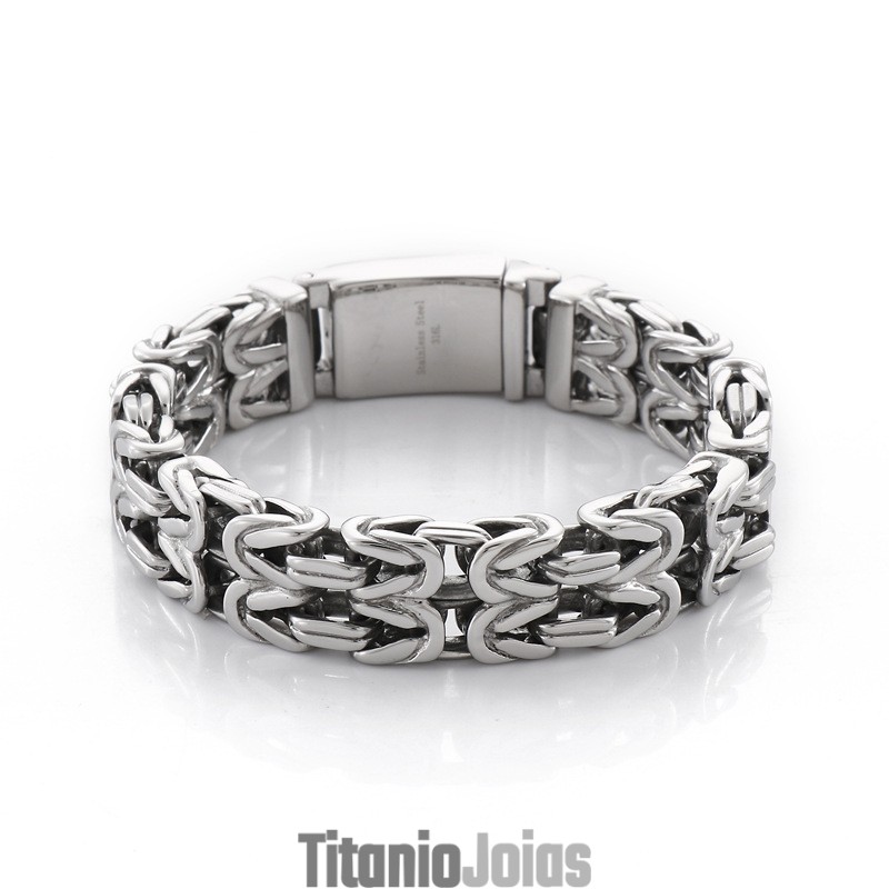 Pulseira Masculina De Titânio Vazada Em Formato De V