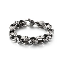 Pulseira Masculina Cross Hollow De Titânio