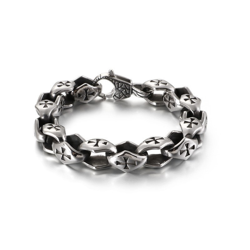 Pulseira Masculina Cross Hollow De Titânio Pulseira Masculina Cross Hollow De Titânio