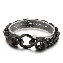 Pulseira Masculina De Titânio Com Caveira E Estilo Chique E Moderno