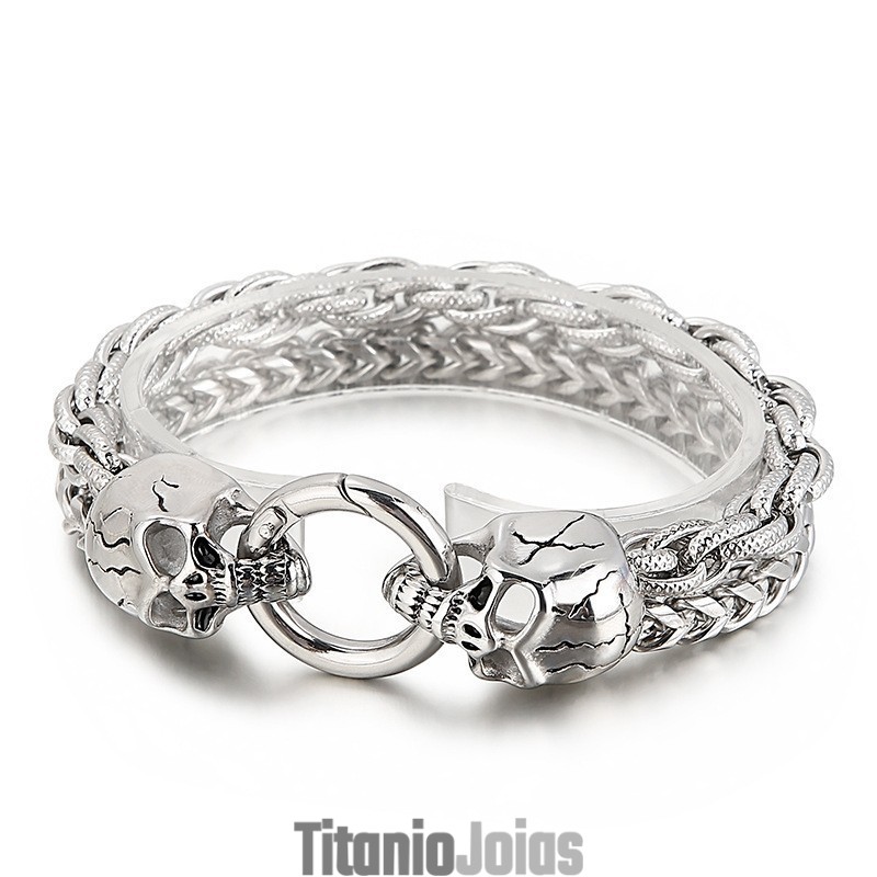 Pulseira De Titânio Estilo Caveira Estilosa E Chique Para Homens Pulseira De Titânio Estilo Caveira Estilosa E Chique Para Homens