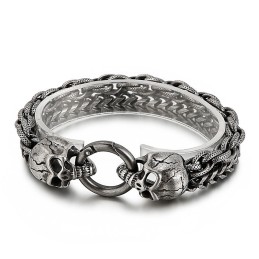Pulseira De Titânio Com Caveira Estilosa E Chique Para Homens
