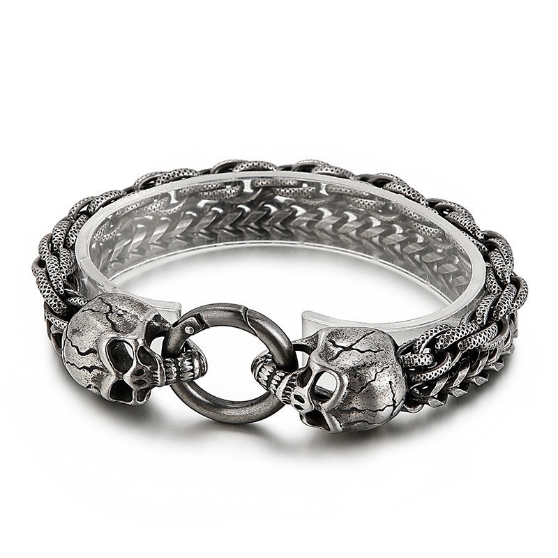 Pulseira De Titânio Com Caveira Estilosa E Chique Para Homens Pulseira De Titânio Com Caveira Estilosa E Chique Para Homens