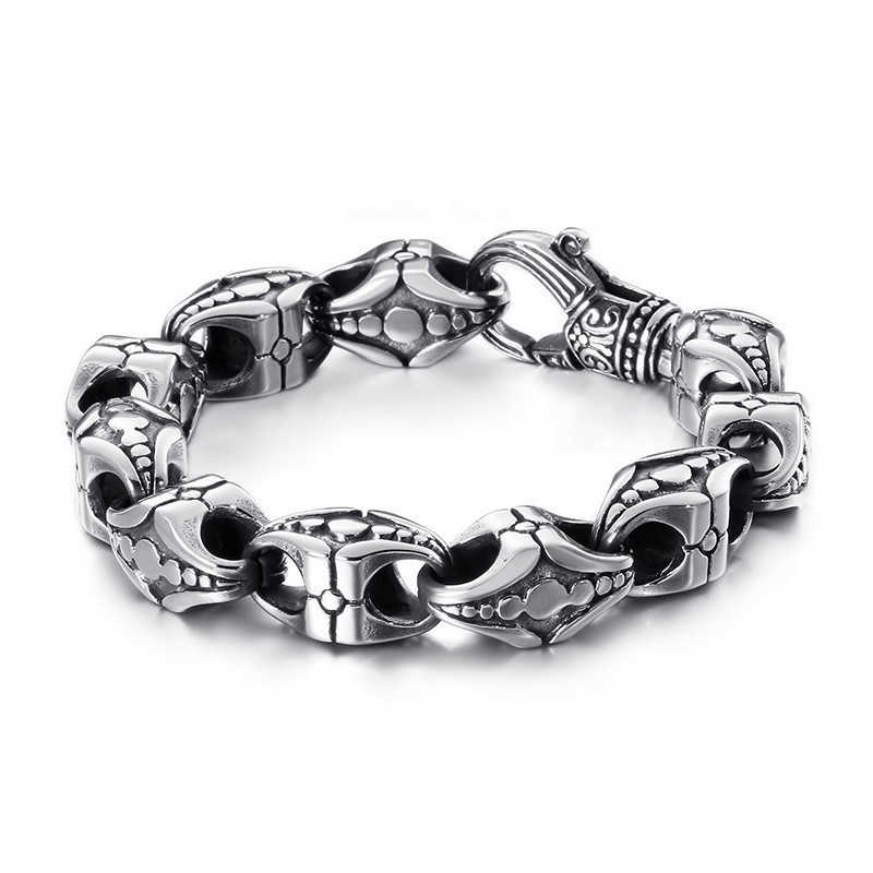 Pulseira De Titânio Com Zircônia Floral E Cruz Para Homens Pulseira De Titânio Com Zircônia Floral E Cruz Para Homens