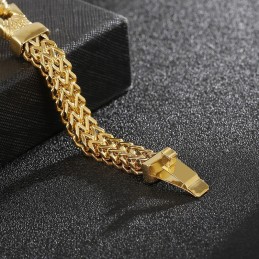 Pulseira Masculina Street Cool Double Keel Gold De Titânio