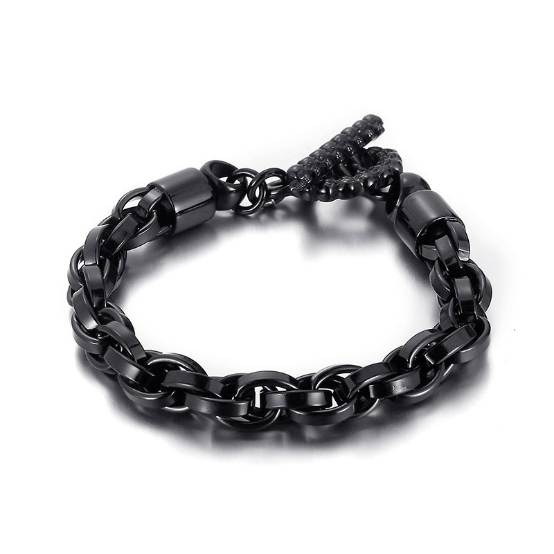 Pulseira Masculina De Titânio Com Fivela De Caveira Da Moda Pulseira Masculina De Titânio Com Fivela De Caveira Da Moda