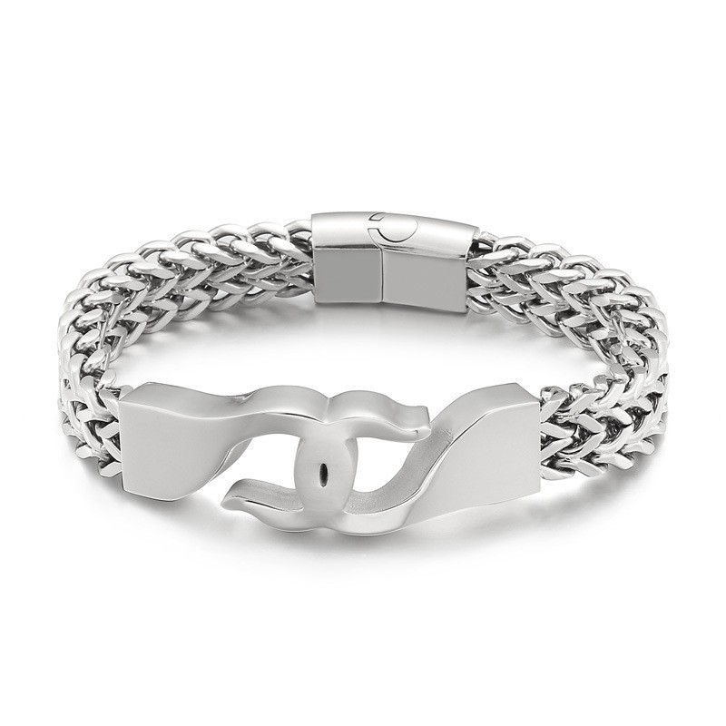 Pulseira De Titânio Com Gancho Cruzado Para Homens Com Acessórios Pulseira De Titânio Com Gancho Cruzado Para Homens Com Acessórios