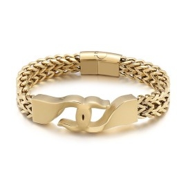 Pulseira Masculina De Titânio Com Gancho Cruzado E Acessórios