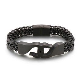 Pulseira Masculina De Titânio Com Gancho Cruzado E Acessórios
