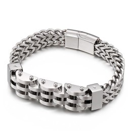Pulseira De Titânio Dupla Camada E Fileira Dupla Para Homens