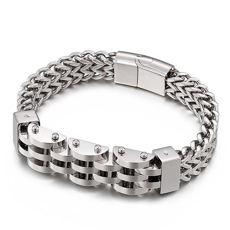 Pulseira De Titânio Dupla Camada E Fileira Dupla Para Homens Pulseira De Titânio Dupla Camada E Fileira Dupla Para Homens