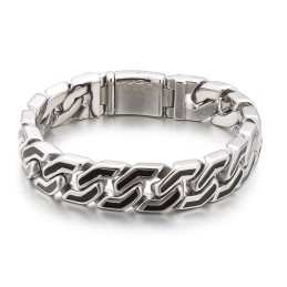 Pulseira De Titânio Estilo Chique Com Listras Pretas Da Moda Para Homens