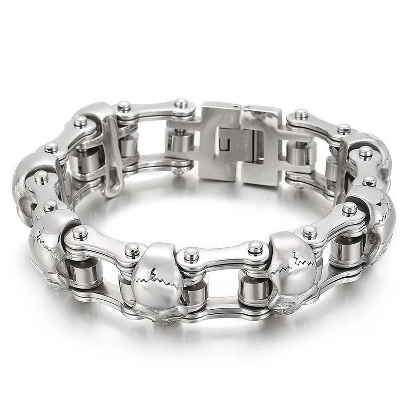 Pulseira De Titânio Com Caveira Popular E Estilosa Pulseira De Titânio Com Caveira Popular E Estilosa