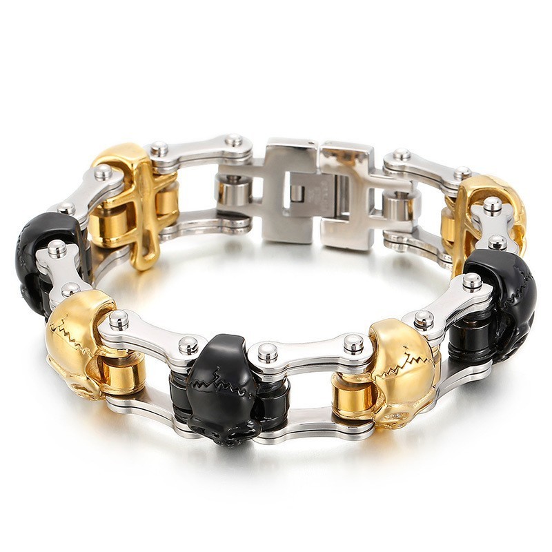 Pulseira De Titânio Com Caveira Popular E Estilosa Para Homens Pulseira De Titânio Com Caveira Popular E Estilosa Para Homens
