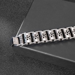Pulseira De Titânio Com Cabeça De Lobo Para Motociclista Masculina