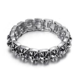 Pulseira Masculina De Titânio Com Caveira Ghost Cross