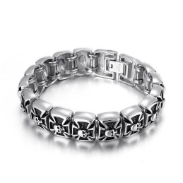 Pulseira Masculina De Titânio Com Caveira Ghost Cross