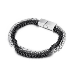 Pulseira Masculina De Titânio Com Dupla Camada, Estilosa E Chique