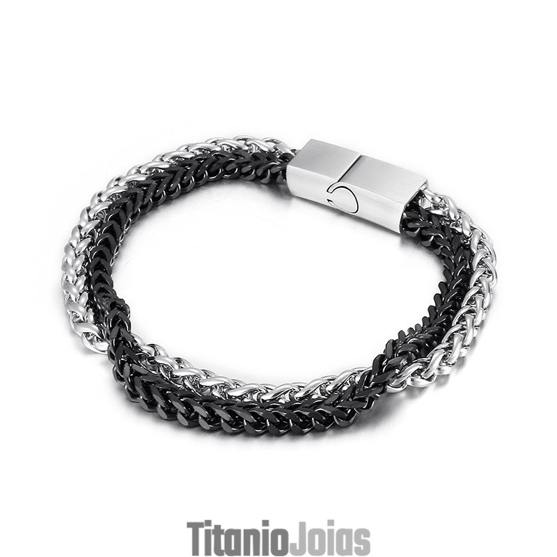 Pulseira Masculina De Titânio Com Dupla Camada, Estilosa E Chique Pulseira Masculina De Titânio Com Dupla Camada, Estilosa E Chique