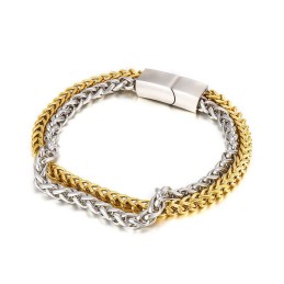 Pulseira Masculina De Titânio Com Dupla Camada, Estilosa E Chique