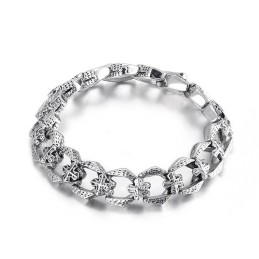 Pulseira Masculina De Titânio Com Cruz E Flor