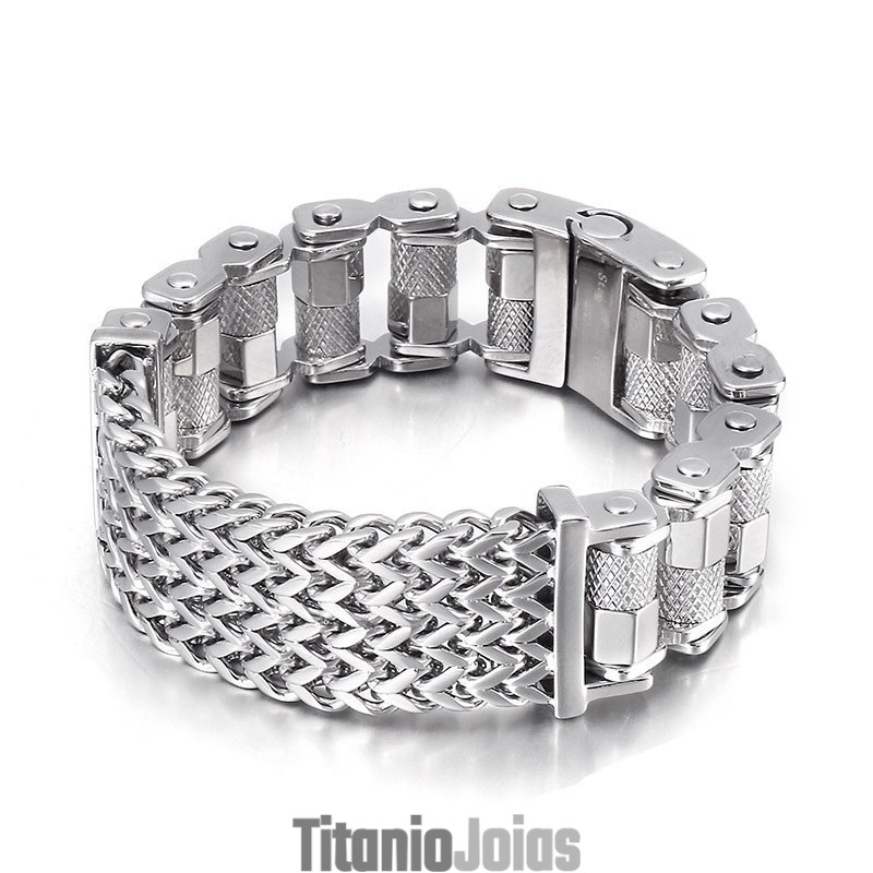 Pulseira De Titânio Masculina Com Pulseira De Motociclista De Aço Popular Pulseira De Titânio Masculina Com Pulseira De Motociclista De Aço Popular