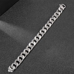 Pulseira Masculina De Titânio Com Padrão De Cobra