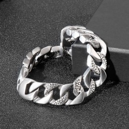 Pulseira Masculina De Titânio Com Padrão De Cobra