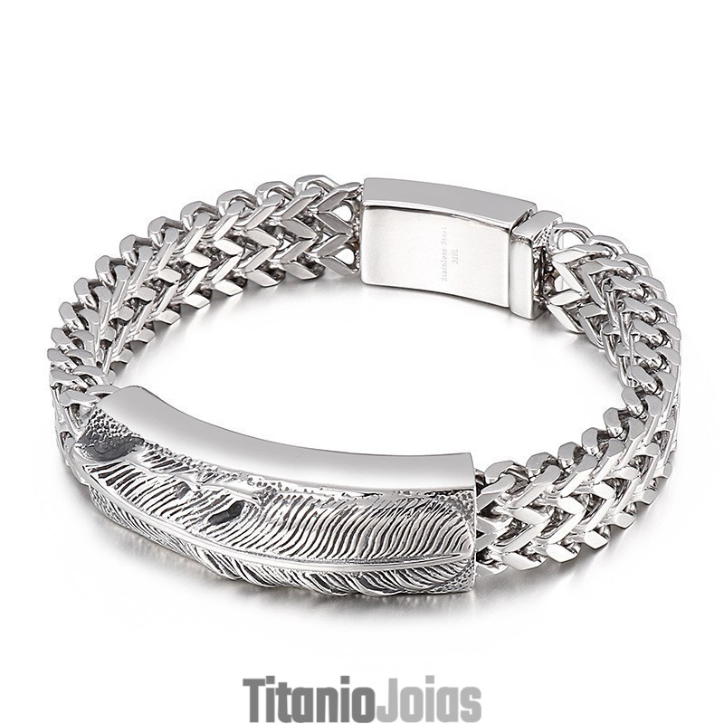 Pulseira De Titânio Com Penas De Hip-Hop Da Moda Masculina Pulseira De Titânio Com Penas De Hip-Hop Da Moda Masculina