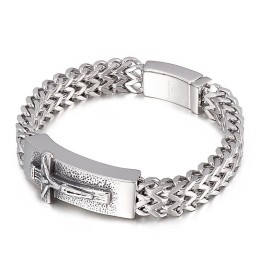 Pulseira Masculina Hip Hop Cross De Titânio