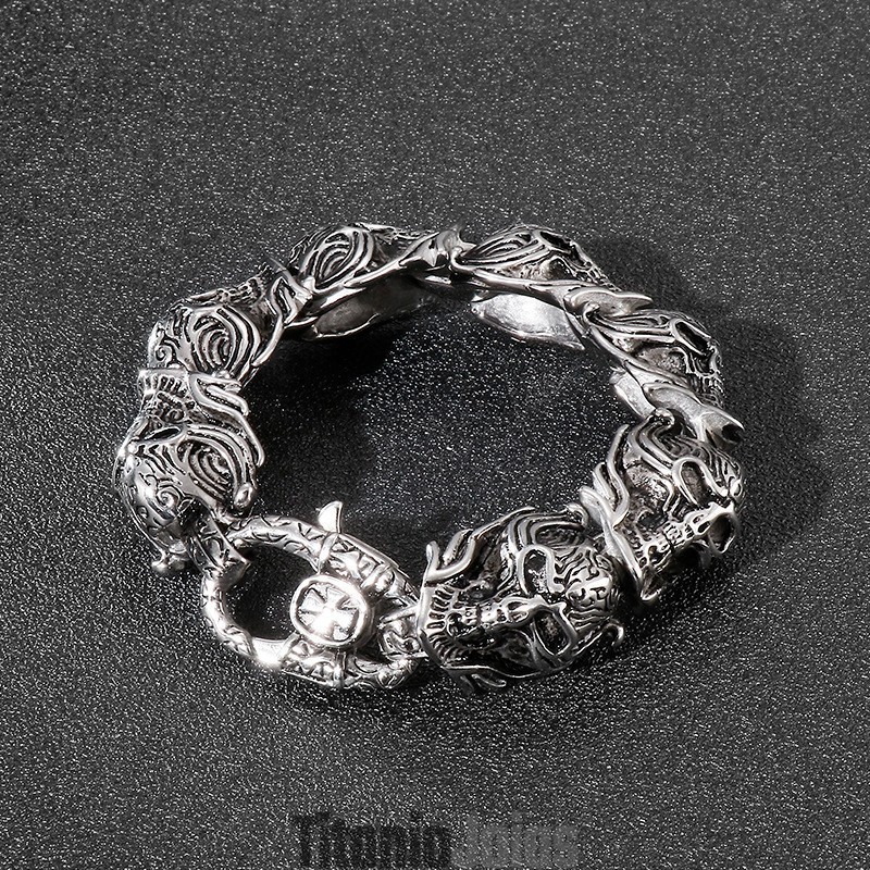 Pulseira De Titânio Masculina Cool Skull Pulseira De Titânio Masculina Cool Skull