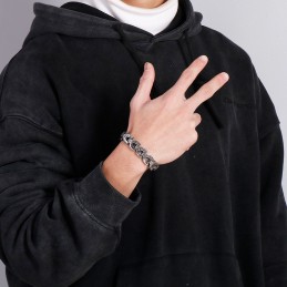 Pulseira Masculina De Titânio Com Osso De Dragão Estilo Cool Chic