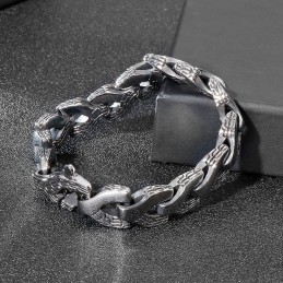 Pulseira Masculina De Titânio Com Osso De Dragão Estilo Cool Chic