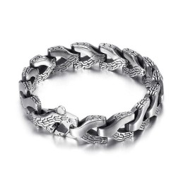Pulseira Masculina De Titânio Com Osso De Dragão Estilo Cool Chic