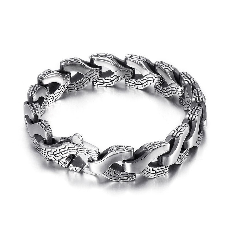Pulseira Masculina De Titânio Com Osso De Dragão Estilo Cool Chic Pulseira Masculina De Titânio Com Osso De Dragão Estilo Cool Chic