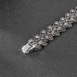 Pulseira Masculina De Titânio Estereoscópica Com Caveira Pesada E Legal