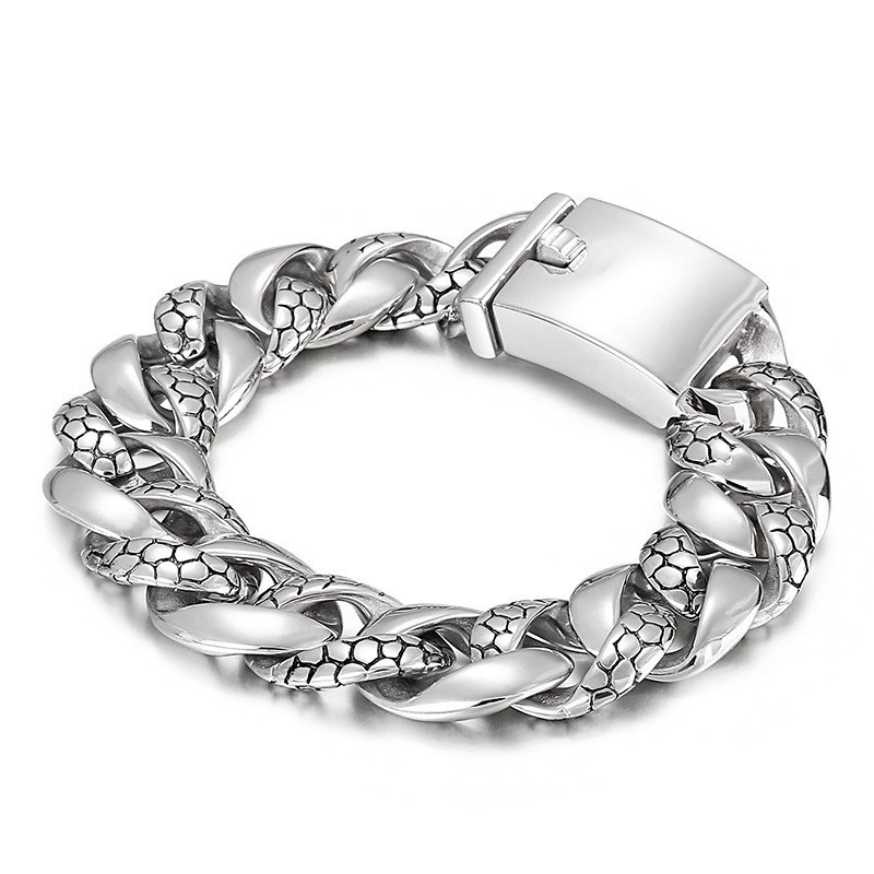 Pulseira De Titânio Com Padrão De Cobra Popular Para Homens