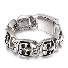 Pulseira De Titânio Masculina Com Caveira Popular E Estilosa