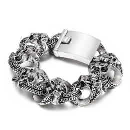 Pulseira De Titânio Masculina Com Caveira Popular E Estilosa