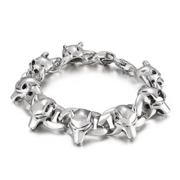 Pulseira De Titânio Masculina Com Cabeça De Animal Popular