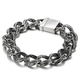 Pulseira De Titânio Alphabet Cool Chic Para Homens