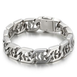 Pulseira Masculina De Titânio Com Estilo Chique E Cruz Oca