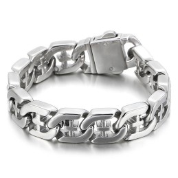 Pulseira De Titânio Estilo Chique Com Cruz Vazada Para Homens